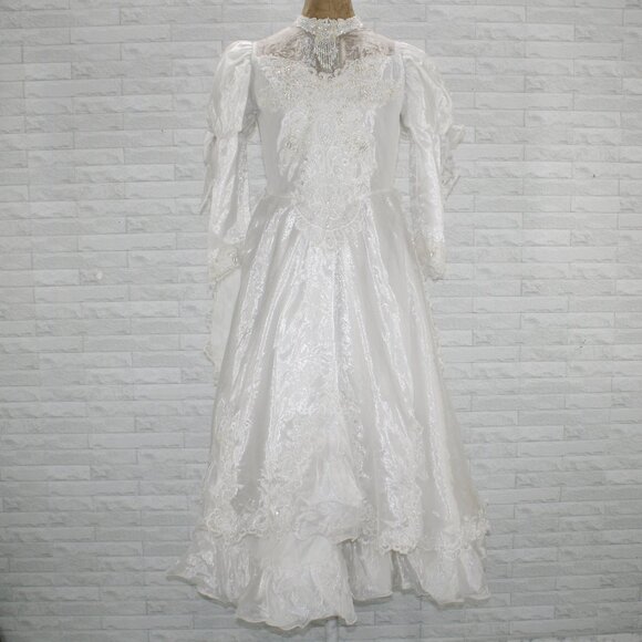 VINTAGE Bridal Gown Petite Wedding Dress Pearls Layers Ruffles White Flowergirl - Picture 1 of 14